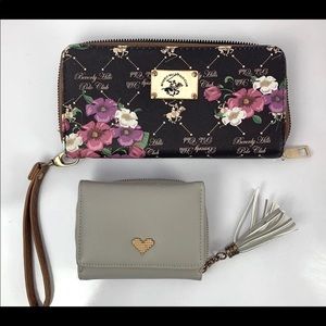 Wallet Bundle 2 Beverly Hills Floral Print Zip Close & Small Grey New & Used